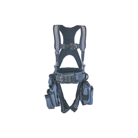 Super Anchor Safety Small - Gray Frame/Silver Webbing Deluxe Full Body Harness with All-Pakka Tool Bag Combo 6151-GSS